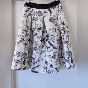 White House Black Market Floral-Jacquard A-Line Skirt